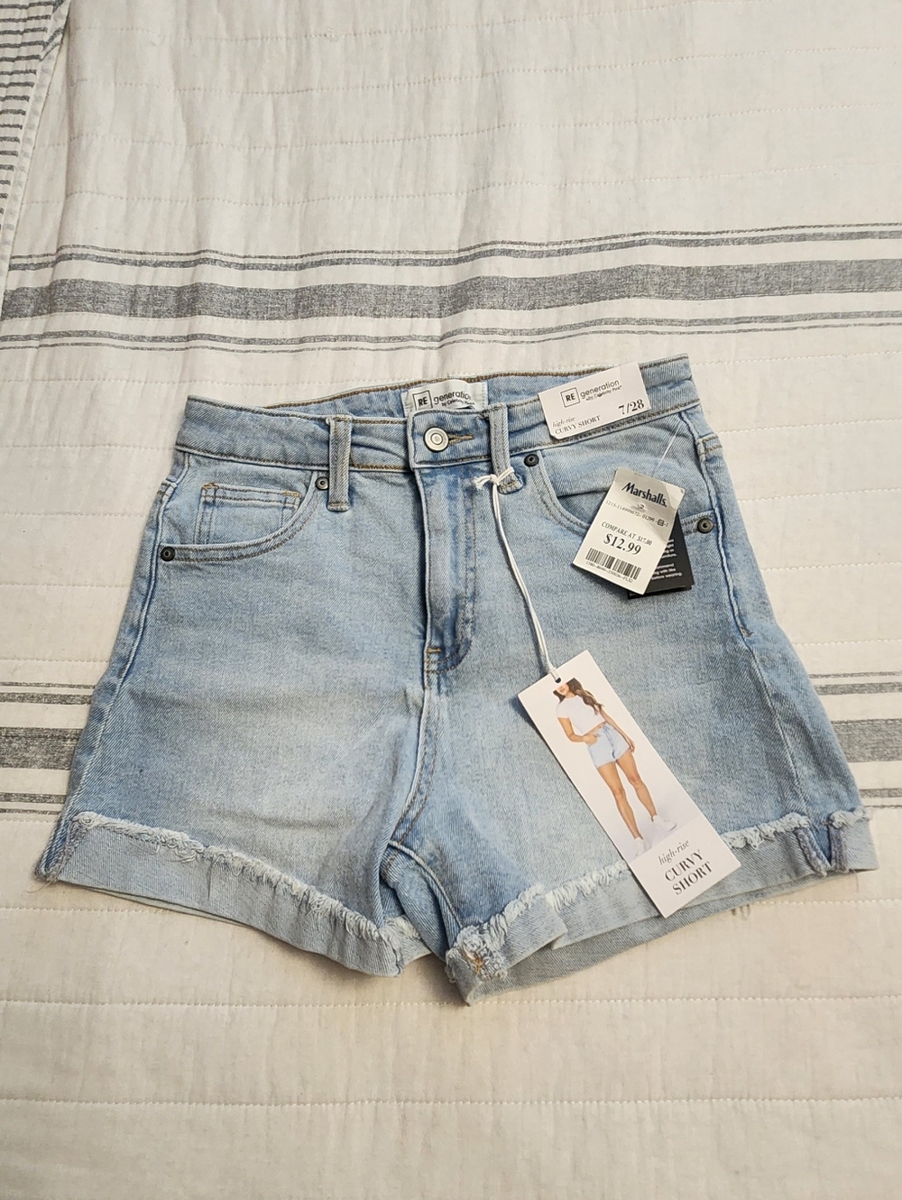 Celebrity Pink Light Blue Denim High-Rise Jean Shorts